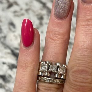 14 k whit gold wedding set